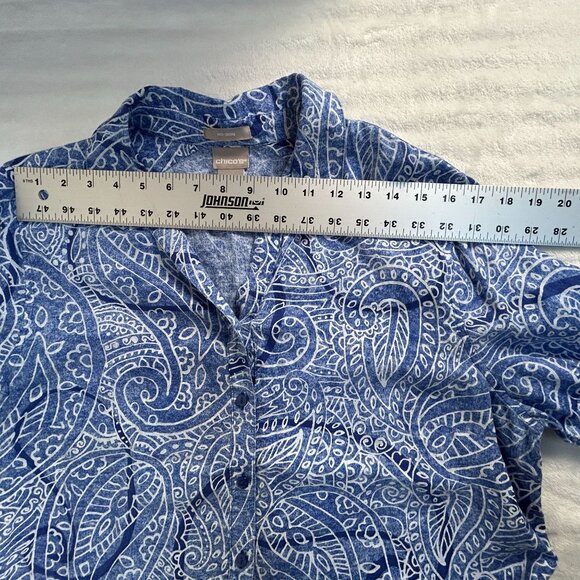 Chicos Womens Blue Paisley No Iron Button-Down Tunic Top Shirt Size 2.5, US 14 - Picture 5 of 7